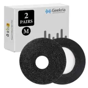 Geekria 2 Pairs Washable Headphone Covers (Size M / Black )