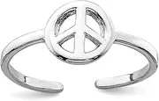 [JewelryWeb] 925 Sterling Silver Rhodium Plated Peace Sign toe ring-toe ring for Women
