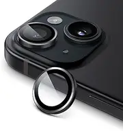 JETech Camera Lens Protector for iPhone 15 6.1-Inch and iPhone 15 Plus 6.7-Inch, 9H Tempered Glass Metal Individual Ring Cover, HD Clear, 1 Set (Midnight)