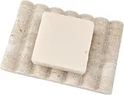 Jusmioke Travertine Soap Dish, Marble Self Draining Soap Holder, Sponge Holder for Bathroom, Sink, Kitchen, Jewelry Ring Dish (Beige)