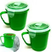 2 Microwave Plastic Bowl With Vent Lid Mug Food Container 30.5oz Dishwasher Safe