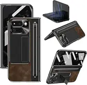 YQODSZ for Google Pixel 10 Pro Fold Case with S Pen Holder & Stylus, Retro PU Leather Phone Case with Hinge Protection, Screen Protector, Kickstand Protective Case for Google Pixel 10 Pro Fold Coffee