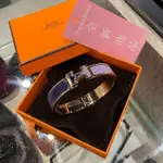 悅悅精品 HERMES H CLIC 漸層紫色琺瑯玫瑰金釦 手環 GM