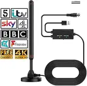 TV Antenna High Gain Digital, 4K TV Antenna with Magnetic Base for indoor and Outdoor Use, DVB-T/T2, Portable Amplifier Signal Booster, Can Receive Free Local Channel Programs and Live Sports Events