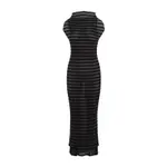 [Jean Paul Gaultier] Jean Paul Gaultier-Black Mariniere Stripes Viscose Long Dress-Donna XS STAND