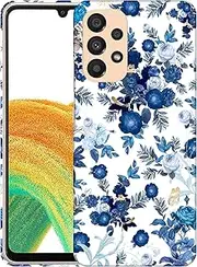 [GlamCase] for Samsung Galaxy A23 5G / 4G, Galaxy A23 5G / 4G Case - Blue Floral Printed Slim & Sleek Cute Plastic Hard Protective Designer Back Phone Case/Cover for Samsung A23 5G / 4G