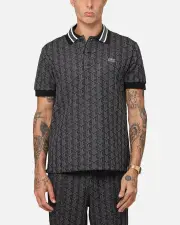 [Lacoste] Lacoste Core Originals Monogram Polo Shirt Black/graphite - Size S S Black/Graphite