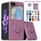 For Samsung Galaxy Z Flip6 Flip5 Flip4 3 Case Ring Holder Liquid Silicone Cover
