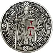 BirchRiver Knights Templar Award, 3D Knight with Sword & Shield, Engraved Motto 'Non Nobis Domine, Non Nobis, SED Nomini Tuo Da Gloriam' (Silver Color)