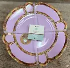Oasis Collection Purple Wood Style Print Edge MELAMINE Dinner Plates Set 4