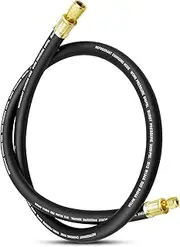 High-Flow Refrigerant Hose 3/8" to 1/4" Fitting, 1/2" Diameter, 6' Length, Vacuum Refrigerant Hose Black