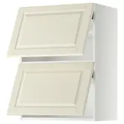 METOD wall cabinet horizontal w 2 doors, white/Bodbyn off-white, 60x37x80 cm