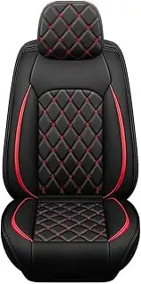 Full Surrounded Auto Chair Protector Accessories Nappa Leather Car Seat Cover Set Universal Vehicle Seat Cushion Front/Rear Seat(1 Front Seat Red)