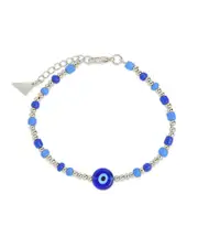 Sterling Forever Rhodium Plated Sibyl Evil Eye Bead Bracelet