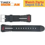 Timex Ironman Rubber Watch Strap 50 Lap Indiglo 19mm Red Silk Print