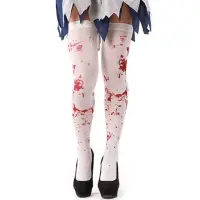 在飛比找momo購物網優惠-【橘魔法】萬聖節 血襪子 殭屍 鬼新娘 造型絲襪(過膝襪 女
