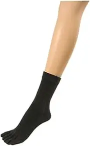 [COUVER] Men's Charcoal 5 fingers Toed Toe Socks(Length:Quarter ~ Midcalf), Charcoal