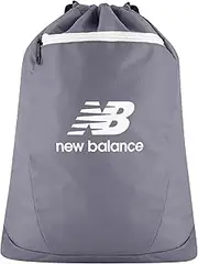 [New Balance] Drawstring Backpack, Small Gym Travel Bag with Front Zip Pocket, Sports Cinch Sack for Men and Women