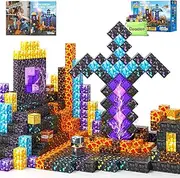 Magnetic Blocks - Build Mine Magnet World Magic Sword Portal Set, Building Toys Magnetic Tiles for Kids 3+, Classroom Must Haves Sensory Toddlers Toys Kids Games Gifts for Boys & Girls 3-5 5-7