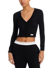 Alexander Wang Crystal Hotfix Waffle Cardigan