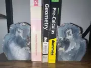 2 Agate Geode Blue Bookends Weight 4 lbs 4 Oz Amethyst Blue Geode