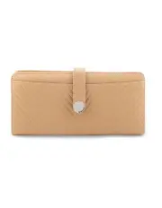 [Mocha] Chevron Leather Travel Wallet in Nude