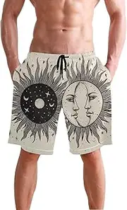 [XYMZR] Men's Swim Trunks Two Faces Moon Quick-Dry Bathing Suit Swimming Board Shorts S
