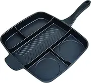 Master Pan Non-Stick Divided Grill/Fry/Oven Meal Skillet, 15", Black