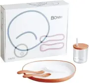 KINTO BONBO Kids 4pcs Set Spoon Fork Plate Straw Cup Orange 26388 Baby JAPAN