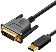USB 3.1 Type-C USB C Thunderbolt3 Male to DVI Male Adapter Cable 4K HD 1.8M Cord for Apple MacBook Pro Air Laptop Computer (Black)