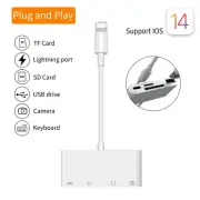 For iPad Air/Mini/Pro 7 8 to USB Camera Micro SD Memory Card Reader headphone