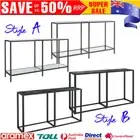 Console Table Tempered Glass Top Writing Table Industrial Style Hall Living Room