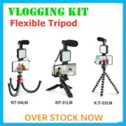 Smartphone LED Vlog Video Kit Audio Record Microphone Tripod w/Bluetooth Remote