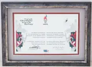 1996 Atlanta Olympic Torch Relay Torch Bearer Invitation Unsigned (Framed)