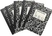 Bundle of 5 College Ruled Marbled Composition Notebooks; Black (Black)