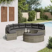Garden Sofa Set with Cushions Modular Sofa 3 Piece Half-Round Poly Rattan vidaXL