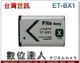 台灣世訊 副廠電池 ET-BX1 Sony NP-BX1 / RX100M7 ZV1 RX1R2 X3000 zv1ii 用