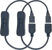 Clearhill 2Packs 5V USB On/Off Switch with USB Male and Female Connectors(Balck),22AWG Wire,Easy to Open and Close,for PC,TV,Car,USB Fan,5V LED Strips