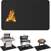 Generic 72 x 39 inch Under Grill Mat for Outdoor Grill, BBQ Mat, Fire Pit Mat, Deck Protector, Black, Fiberglass, Rectangular, Compatible with Metal, Wood, Charcoal
