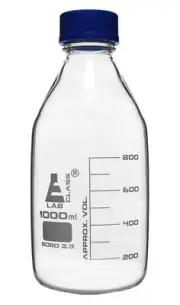 Eisco Labs 1000ml Reagent Bottle, Screw Cap, Graduated - Borosilicate Glass