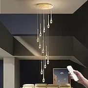 12 Lights Crystal Bubble Chandelier for Staircase,Modern 72W Dimmable Chandelier Lighting with RC,118inch Adjustable Height Ceiling Light Fixture for Villa,High Ceiling,Foyer(12 Lights, Raindrop)