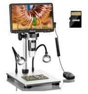 TOMLOV DM9 7" LCD Digital Microscope 1200X 1080P Coin Microscope Magnifier 12MP