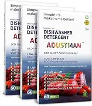 ADUSTMAN Dishwasher Detergent Sheet Convenient Pods Pacs Liquid Powder Eco-Friendly Unscented 180 Count Pack of 3