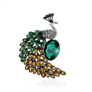Elegant Green Crystal Peacock Brooch Pin for Women,Fashion Jewelry Gifts