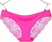 SHTGOI Pack of 2 Women's Underwear, Lace Panties, Seamless Underpants, Sexy Briefs, Hipster, Ice Silk, Breathable Panties, Thong, Bikini Shorts, Seamless Low Rise Underwear, M, Pink