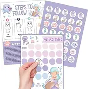 Mermaid Potty Training Chart for Toddler Girls - Potty Training Sticker Chart for Girls Potty with Sticker, Sticker Chart for Kids Potty Training Reward Chart, Kids Reward Chart