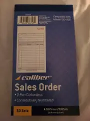 Caliber Sales Order Pad 2 Part Carbonless Pad 4" x 7" 50 Set Item# 870709 - New