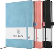 3 Pack Lined Journal Notebooks for Women & Men,200 Pages A5 Thick Journals for Writing Ruled Notebook for Writing, School Note Taking,Business Work (Blue+Pink+Black)