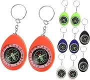 BESPORTBLE 10pcs Mini Compass Keychain: Kids Pocket Pendant Compass Key Ring Favors for Outdoor Camping Hiking Hunting Climbing Backpack Accessories