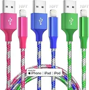 iPhone Charger Fast Charging 3 Pack 10 FT Lightning Cable iPhone Charger Cable Nylon Braided Long iPhone Cord Compatible with iPhone 14 13 12 11 X Pro Max Plus SE and More